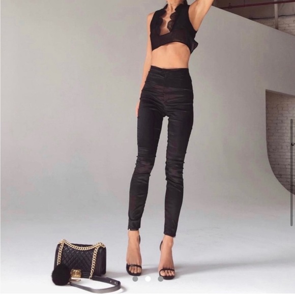 ARE YOU AM I AYAI Satin high waisted stretch Lilt pants M black - Picture 6 of 8